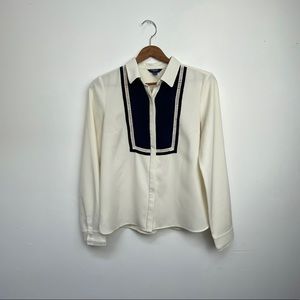 Prich Blouse with Navy Bib Detail